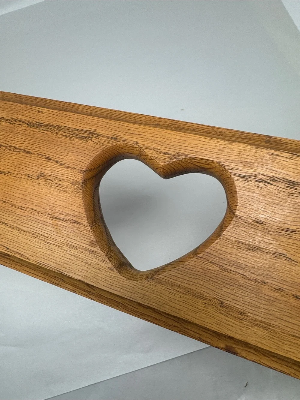Wood Wall Hook Rack with Heart Cutout Oak Wall Hanging Cottagecore